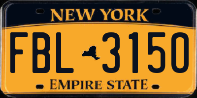 NY license plate FBL3150