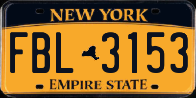 NY license plate FBL3153
