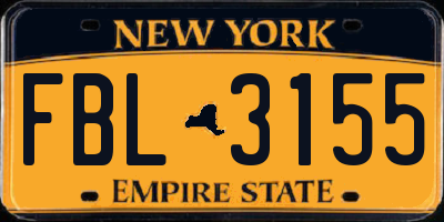 NY license plate FBL3155