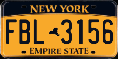 NY license plate FBL3156