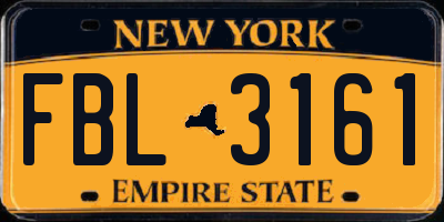 NY license plate FBL3161