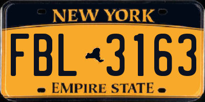 NY license plate FBL3163