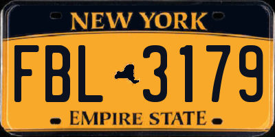 NY license plate FBL3179