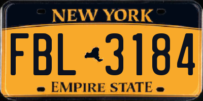 NY license plate FBL3184