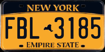 NY license plate FBL3185