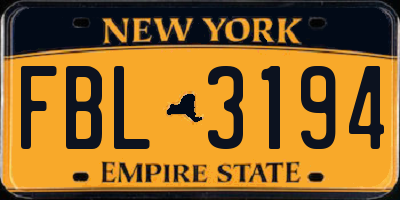 NY license plate FBL3194