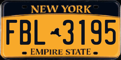 NY license plate FBL3195