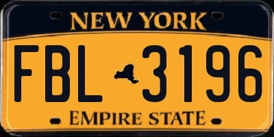 NY license plate FBL3196