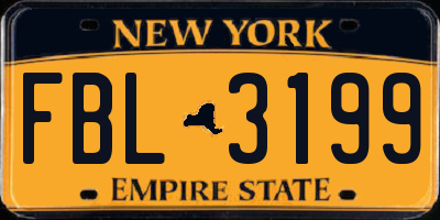 NY license plate FBL3199