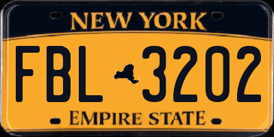 NY license plate FBL3202