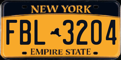 NY license plate FBL3204
