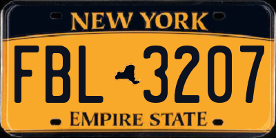 NY license plate FBL3207