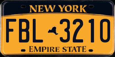 NY license plate FBL3210