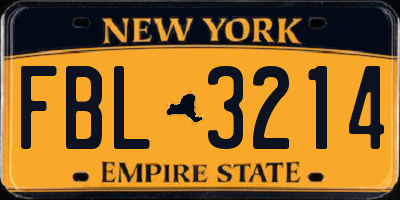 NY license plate FBL3214