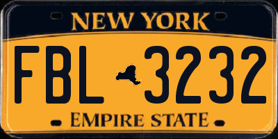 NY license plate FBL3232