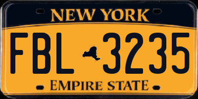NY license plate FBL3235
