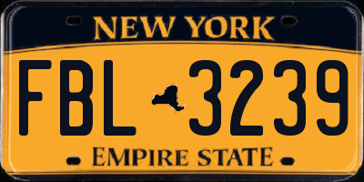 NY license plate FBL3239