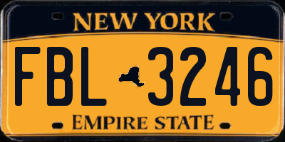 NY license plate FBL3246