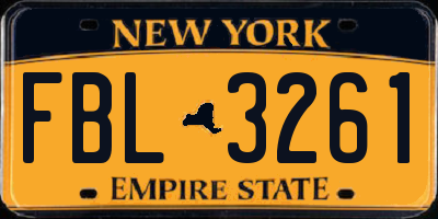 NY license plate FBL3261