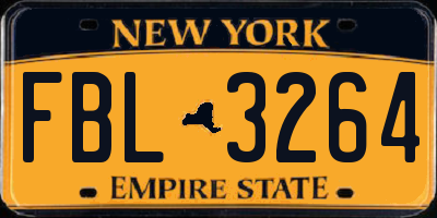 NY license plate FBL3264