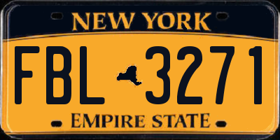 NY license plate FBL3271