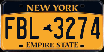 NY license plate FBL3274