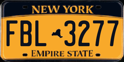 NY license plate FBL3277