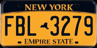 NY license plate FBL3279
