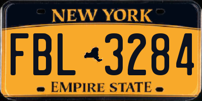 NY license plate FBL3284
