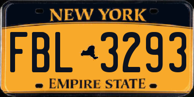 NY license plate FBL3293