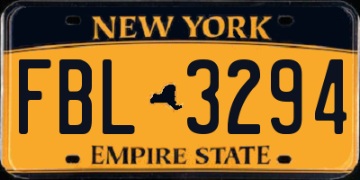NY license plate FBL3294