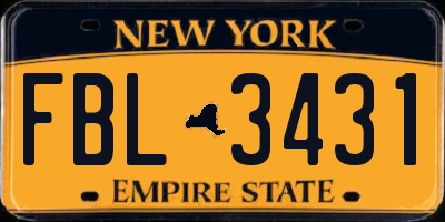 NY license plate FBL3431