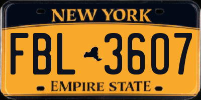 NY license plate FBL3607