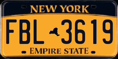 NY license plate FBL3619
