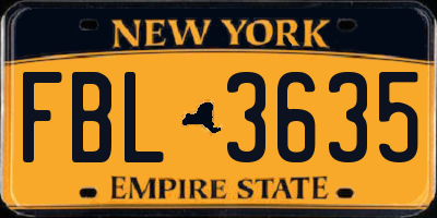 NY license plate FBL3635