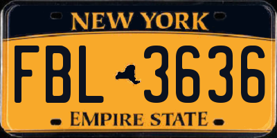 NY license plate FBL3636
