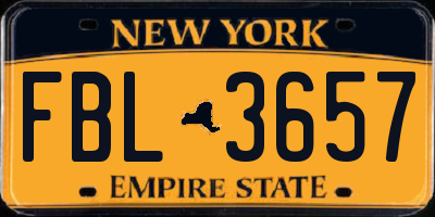 NY license plate FBL3657