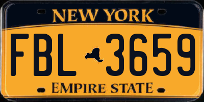 NY license plate FBL3659