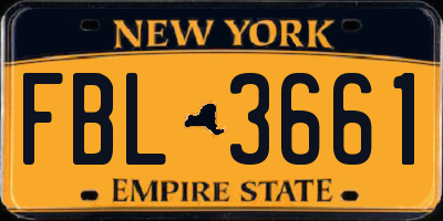 NY license plate FBL3661