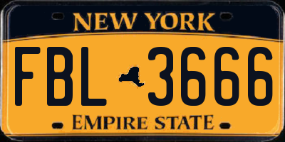 NY license plate FBL3666
