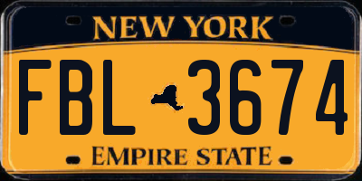 NY license plate FBL3674