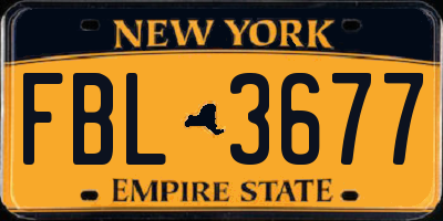 NY license plate FBL3677