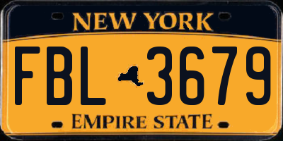 NY license plate FBL3679