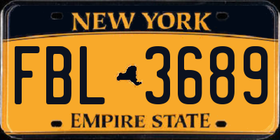 NY license plate FBL3689