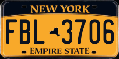 NY license plate FBL3706