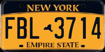 NY license plate FBL3714