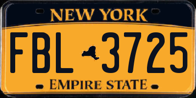 NY license plate FBL3725