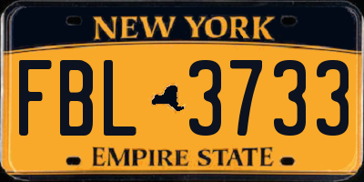 NY license plate FBL3733