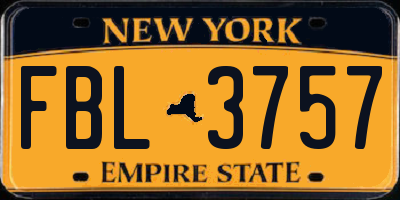 NY license plate FBL3757