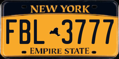 NY license plate FBL3777